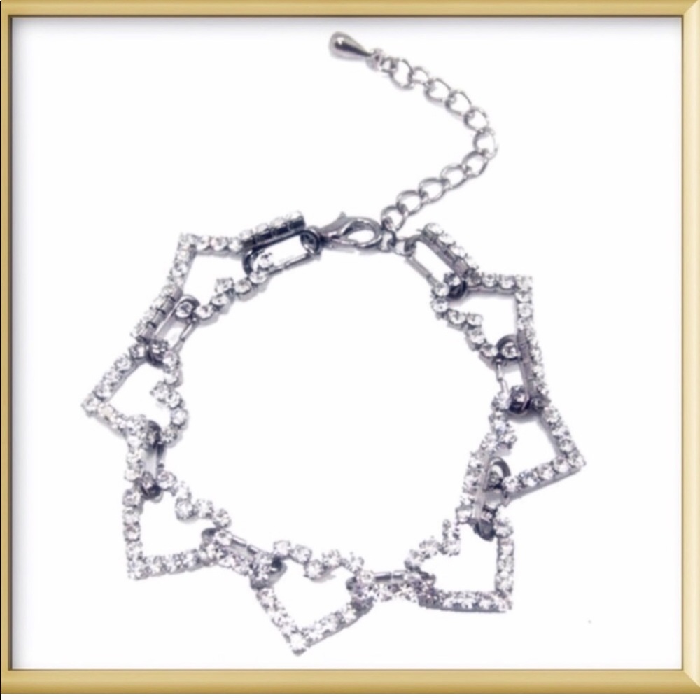 T&J Designs Silver Link Heart Bracelet